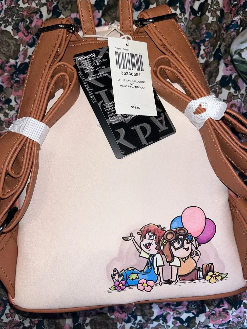 Pixar Loungefly UP Balloon Couple Mini Backpack - Pink Multicolor
